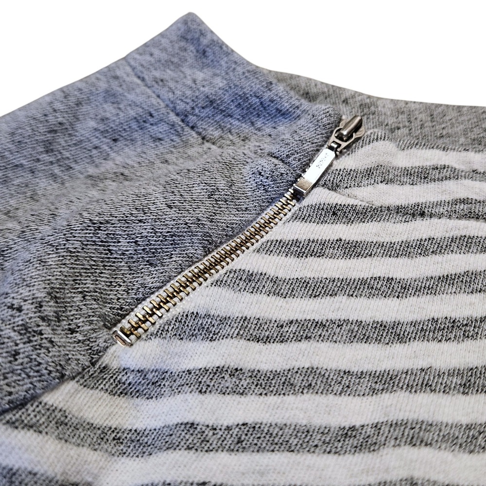 LOFT Striped Zip Shoulder Long Sleeve Top Gray White Size Small Casual - Picture 5 of 13